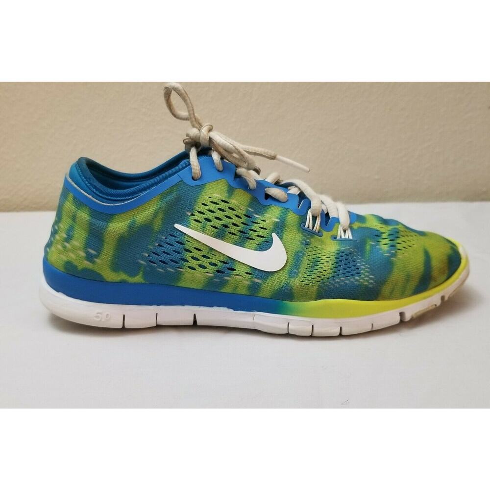 Nike Womens Free iD 707611 Blue Yellow Dye Running Shoes Lace Up Size 6.5